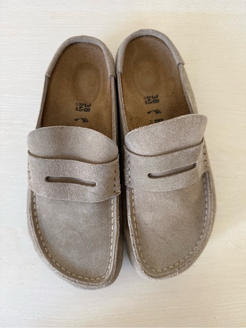 Birkenstock Suede Mules in Taupe